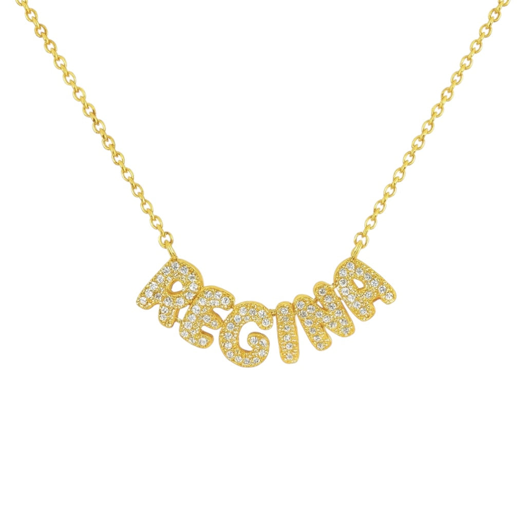 Collar con nombre letra globito mini con piedra