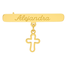 Pin broche Personalizado grabado fistol prendedor bautizo primera comunión cruz