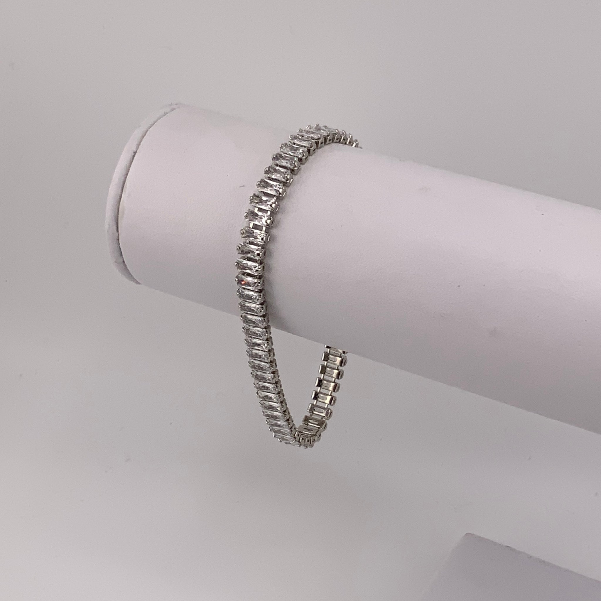 Pulsera Baguette Plateada 4mm
