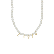 Collar perla #6 con nombre personalizado letra lisa