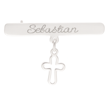 Pin broche Personalizado grabado fistol prendedor bautizo primera comunión cruz