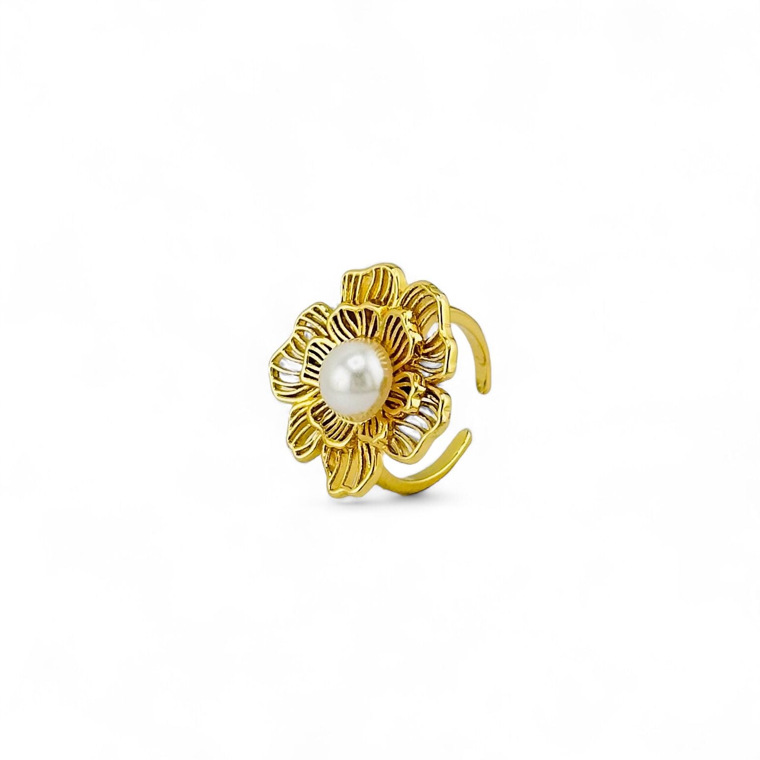 Anillo flor perla