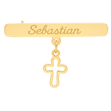 Pin broche Personalizado grabado fistol prendedor bautizo primera comunión cruz